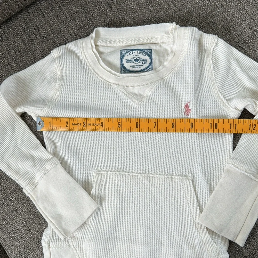 Ralph Lauren Polo Girls Long Sleeve Cream Off White Thermal Shirt Size 4